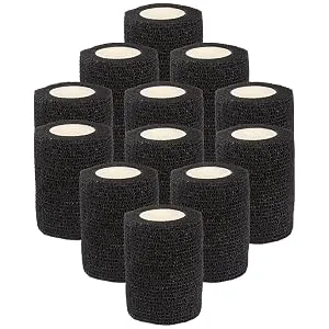 Ever Ready First Aid Self Adherent Cohesive Bandages 3 x 5 Yards - 12 Count Black - 12 pack