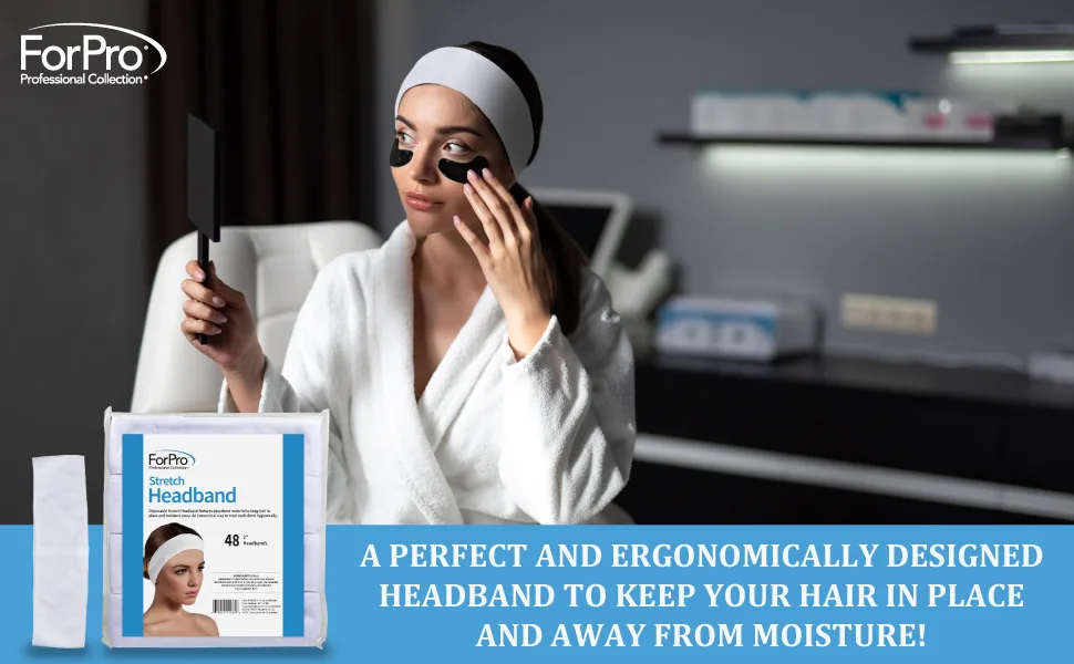 ForPro Stretch Headbands - Moisture Absorbent Disposable Spa Headbands - 2.25 W x 18 C - 48-Count - ForPro Stretch Headbands - Moisture Absorbent Disposable Spa Headbands