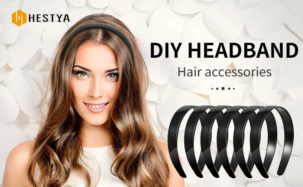 Hestya 1 Inch Black Plain Craft Plastic Headbands with Teeth Plastic DIY Hair Accessories Headbands Headwear (20 Pack) - product information 1