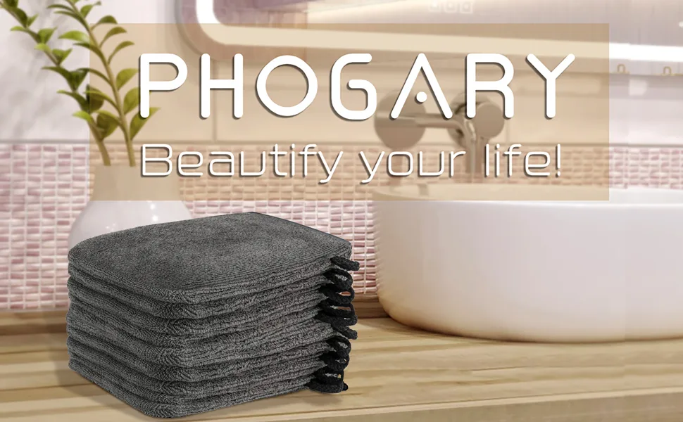 PHOGARY 10 Pack Microfiber Body Wash Mitts Soft Face Mitten Bath Spa Cloth Reusable Makeup Remover Mitt Gloves European Style Wash Cloth 6 8inch (grey) - body wash mitts