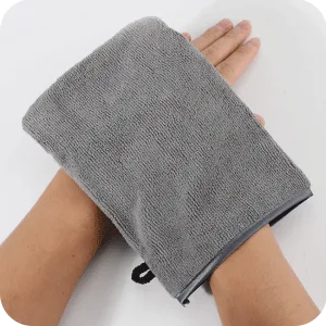 PHOGARY 10 Pack Microfiber Body Wash Mitts Soft Face Mitten Bath Spa Cloth Reusable Makeup Remover Mitt Gloves European Style Wash Cloth 6 8inch (grey) - Soft & Gentle
