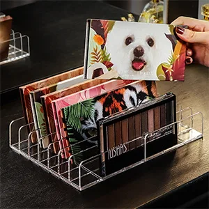 Vowcarol Eyeshadow Palette Organizer Acrylic 7-Section Divided Makeup Palette Organizer Holder - Clear 2 Pack - eyeshadow make up palette organizer