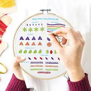 DPSKLTD Beginners Embroidery Stitch Practice Kit 4 Pack Embroidery Kits to Learn 39 Different Stitches for Embroidery Starters Craft Lovers with Detailed Instructions (Multi-1) - Stitch
