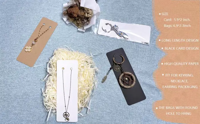 SHOLIFAS 120 Set Keychain Display Card with Self-Sealing Bags Keychain Packaging Keyring Jewelry Holder Display (Brown) - jewelry packaging for small business