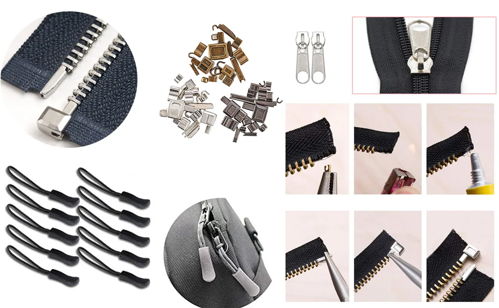 Everything in One Pack Zipper Repair Kit Zipper Replacement Pack Zipper Fix Instant with Zipper Install Pliers Tool by DmHirmg - zippers