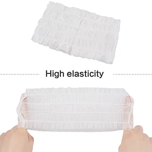 Greenour 100 Count Disposable Headbands for Facials Spa Head Wraps Soft Non-woven Individually Wrapped (White) - high elasticity