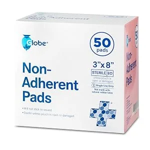 Globe Advanced Sterile Non-Adherent Pads| 100-Pack 3 x 4 | Non-Adhesive Wound Dressing| Highly Absorbent & Non-Stick Painless Removal-Switch| Individually Wrapped for Extra Protection (3 x 4) 3 x 4 - globe pads