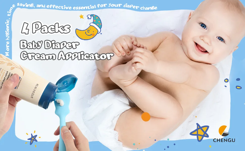 4 Pack Baby Diaper Cream Spatula Applicator Soft Silicone Baby Butt Paste Spatula Mini Rash Cream Brush for Baby Newborn (White Gray) - product information 1