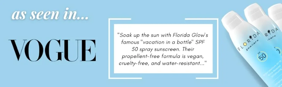 Florida Glow- Lightweight and Quick Drying Spray Sunscreen UVA/UVB Protection Broad Spectrum Made With Coconut oil Coconut Scented Oxybenzone and Octinoxate Free (SPF 15 2-pack) - sunscreen spray as seen in vogue