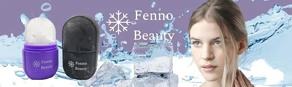 Fenno Beauty 2 Pack Ice Roller for Face & Eyes for Puffiness Relief Ice Face Roller Skin Care Eye Ice Pack Black & Purple Silicone - Fenno