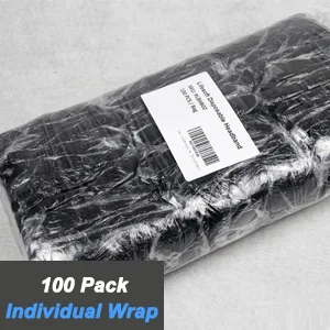 LIFESOFT 100 Count Disposable Facial Spa Headbands Individual Wrapped (Black) - headband pack