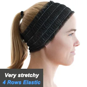 LIFESOFT 100 Count Disposable Facial Spa Headbands Individual Wrapped (Black) - spa headband