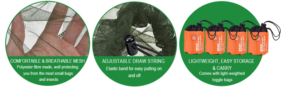 4 Pack Mosquito Head Net Face Mesh Net Head Protecting Net for Outdoor Hiking Camping Climbing Walking Mosquito Fly Insects Bugs Preventing (Black Regular Size) Black Regular Size - mosquito head nets mesh