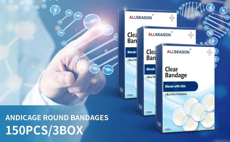 150pcs/3boxes Clear Round Spot PE Breathable Adhesive Bandages 50 Count (Pack of 3) - AndicAge round bandages