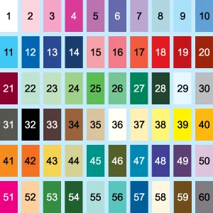 JUYA Multi-Color Paper Quilling Strips Set 60 Colors 10 Packs 54cm Length Paper Width 3mm (0.12 in) - COLOR SWATCH