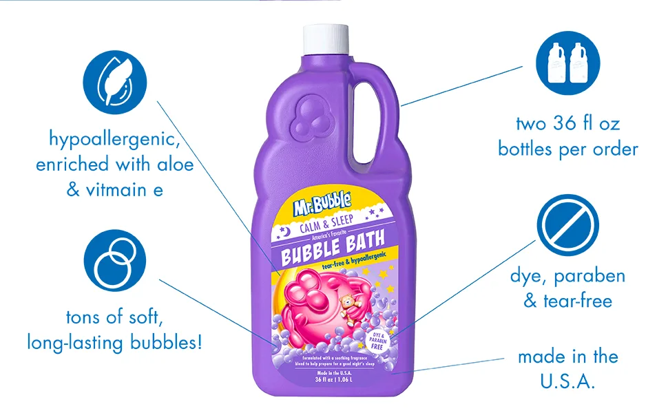 Mr. Bubble Calm & Sleep Bubble Bath (Pack of 2 Bottles 36 fl oz Each) - Mr. Bubble Calm & Sleep Bubble Bath Benefits