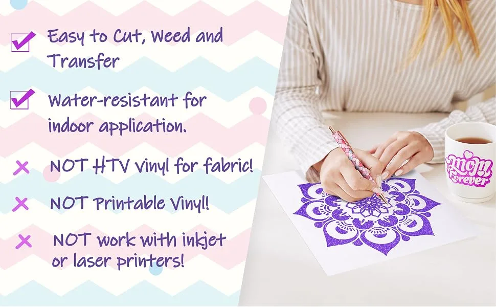 TECKWRAP Shimmer Vinyl Glitter Adhesive Sheets for Craft Cutter 12 x 12 10 Sheets/Pack 10 Colors Sheets - handcraft permanent adhesive glitter vinyl