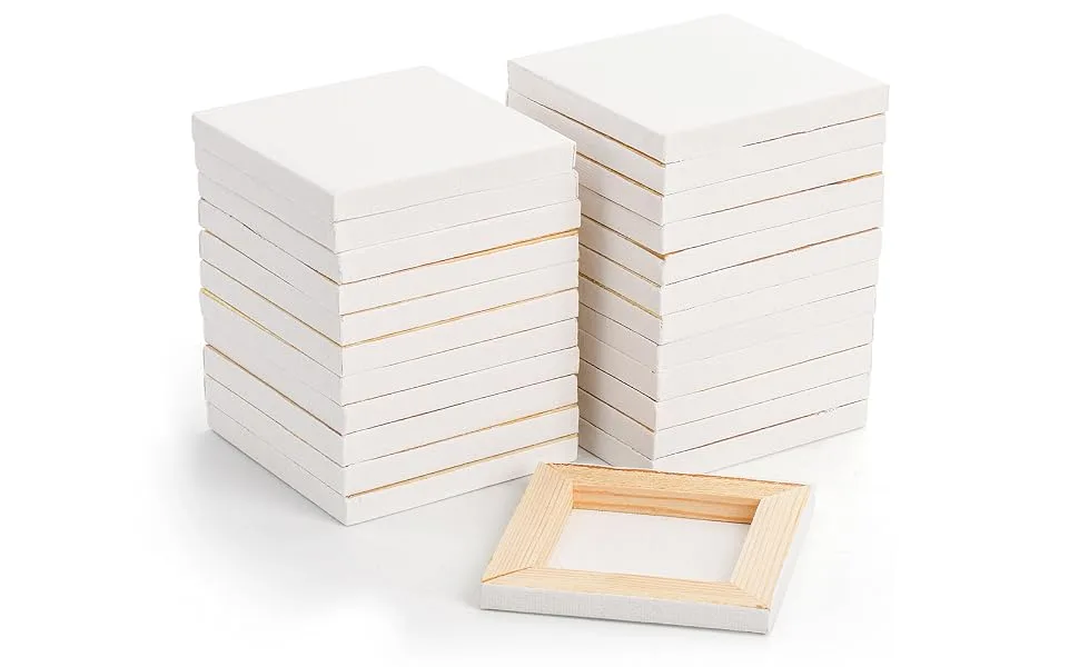 Tosnail 24 Pieces 3 x 3 Mini Canvas Panels Mini Stretched Canvas Small Canvas Boards Square Canvas for Painting Craft 24 Pieces Pack - Mini Canvas Panels