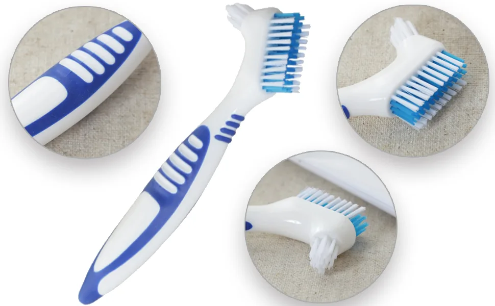 4Pcs Denture Brushes with Carrying Case Hard Double Sided Denture Cleaning Brush Heads for False Teeth Cleaning 4pcs With Case - Denture Brushes