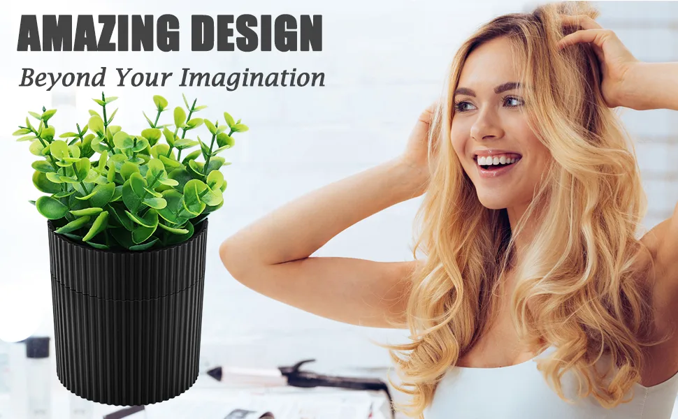 YCROJBK Denture Bath Invisible Denture Case Designed As Artificial Eucalyptus Potted Plants Denture Cup With Strainer For Retainer Mouth Guard & Dentures Perfect For Home Decoration - Bathroom Storage Organizer