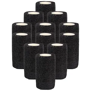 Ever Ready First Aid Self Adherent Cohesive Bandages 4 x 5 Yards - 12 Count Black - 12 count