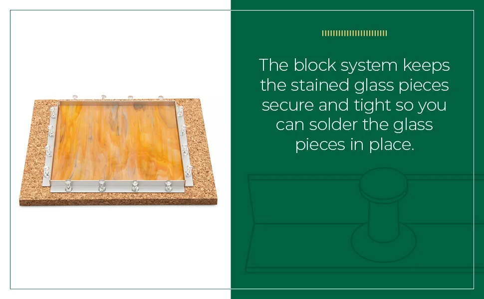 GEWAHEE 6 Layout Block System - Pack of 10 - for Stained Glass Making - Complete with Copper Foil Tape - Ideal accesory to make your work easier when soldering