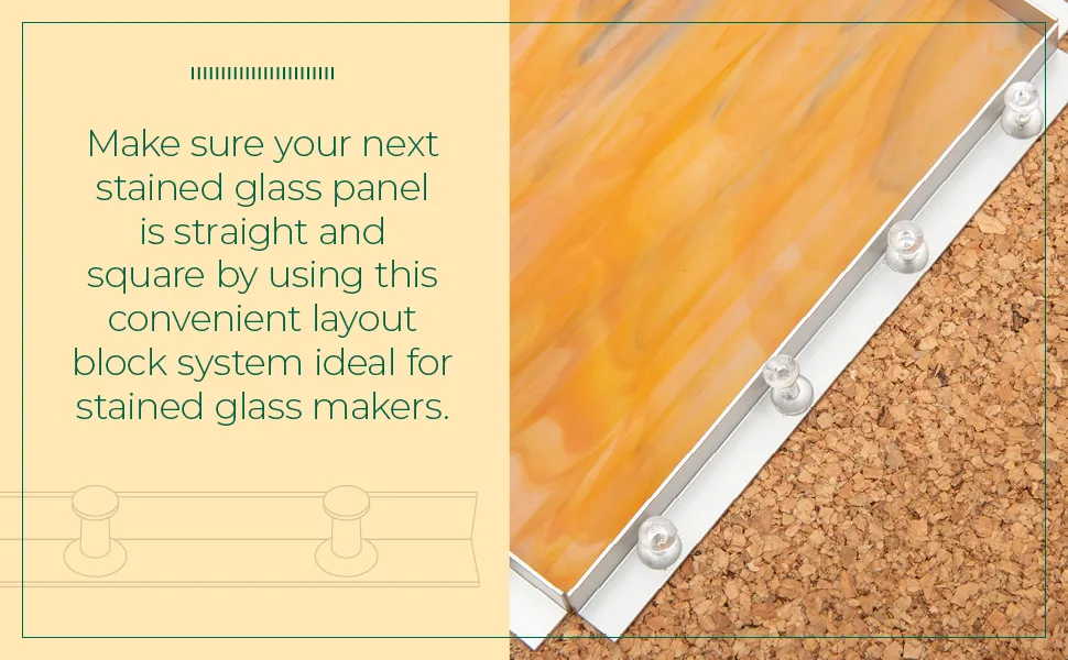 GEWAHEE 6 Layout Block System - Pack of 10 - for Stained Glass Making - Complete with Copper Foil Tape - Make sure your stained glass panel is straight
