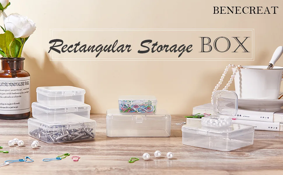 BENECREAT 12 Pack 3.5x2.4x1.2 Inches Rectangular Clear Plastic Bead Storage Box with Lid for Small Items and Crafts 3.5*2.4*1.2 Inch 3.5*2.4*1.2 Inch - Rectangle - Clear Plastic Bead Storage Containers