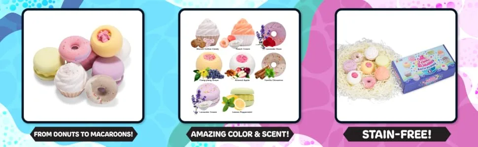 Dessert Bath Bombs Set 8 Pack Bubble Bath Bombs SPA Bath Fizzies Set Great Gift Set for Birthday Christmas Easter for Boys and Girls - product information 3