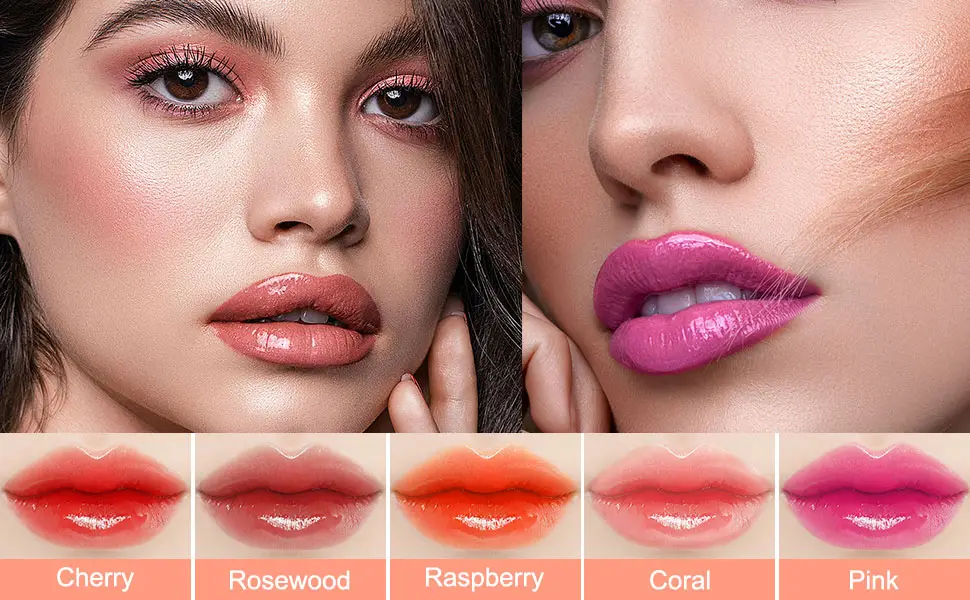 5 Pack Plumping Lip Oil Long Lasting Hydrating Lip Gloss Tint Lip Balm Moist and Non-sticky for Dry Lip Care (5 pack) - lip oil 3
