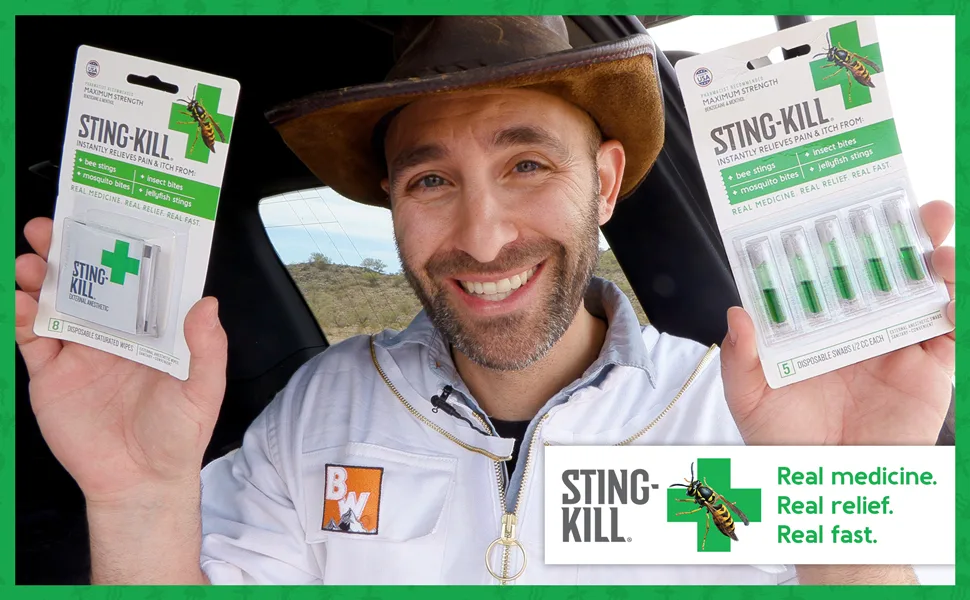 Sting-Kill First Aid Anesthetic Swabs Instant Pain + Itch Relief From Bee Stings and Bug Bites 5-count (pack of 4) - Sting Kill bee sting relief Coyote Peterson