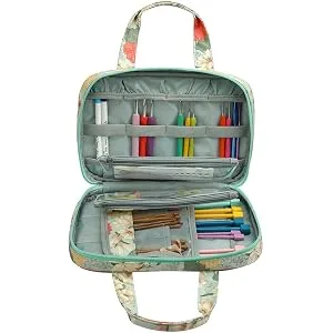 Home Sewing Kit Empty Bag for Storage Yarn Knitting Needles Crochet Hooks Thread DIY Sewing Accessories Supplies Organizer Case (Green) - crochet hooks case