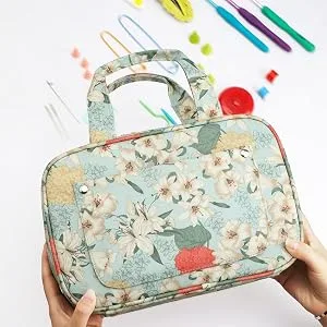Home Sewing Kit Empty Bag for Storage Yarn Knitting Needles Crochet Hooks Thread DIY Sewing Accessories Supplies Organizer Case (Green) - LLPUSLUO Crochet Hooks Case