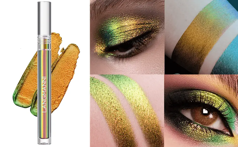 BIOKUSY 3 Pack Multichrome Liquid Eyeshadow Chameleon Metallic Color Shifting One-Swipe Coverage Quick-Drying & Waterproof Holographic Glitter Shimmer Eye Shadow Makeup Set (3 Pack Gift Kit) - ember eyeshadow metallic