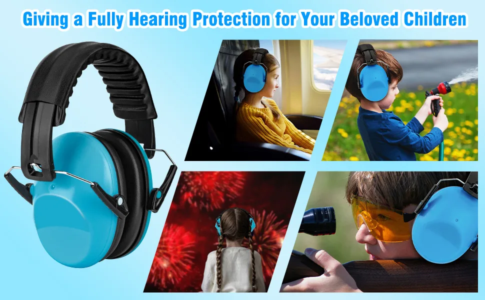 BlueFire Kids Noise Cancelling Ear Muffs 2 Pack Sound Blocking Over Ear Headphones Foldable Hearing Protection Ear Muffs Blue 1 - Protection Safety Earmuffs 2