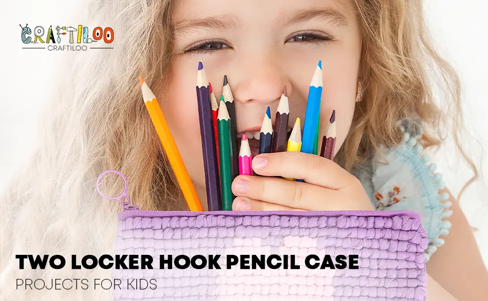 2 PCS of Locker Hook Starter Pencil Case Craft Kit DIY Sewing Kit for Kids Beginners Latch Needlepoint Art Knit - product information 2