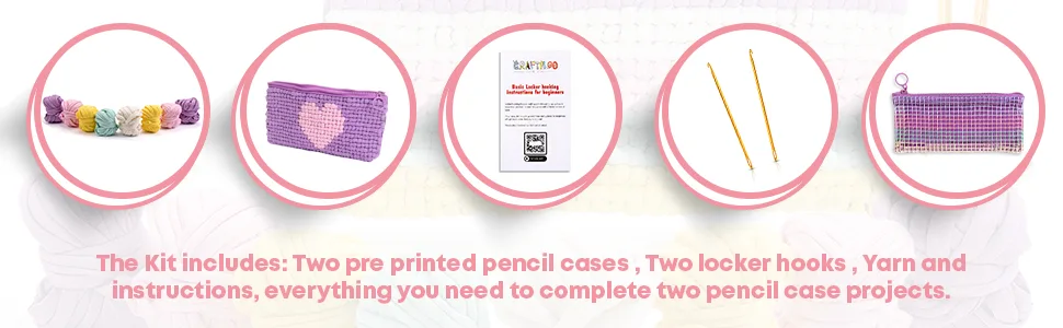 2 PCS of Locker Hook Starter Pencil Case Craft Kit DIY Sewing Kit for Kids Beginners Latch Needlepoint Art Knit - product information 3