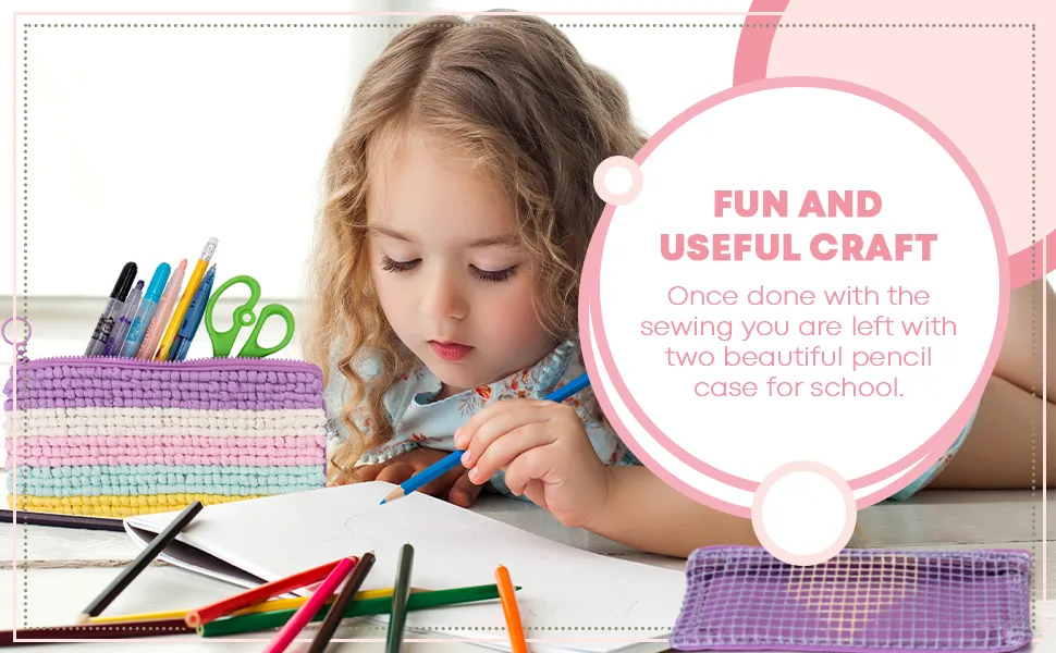 2 PCS of Locker Hook Starter Pencil Case Craft Kit DIY Sewing Kit for Kids Beginners Latch Needlepoint Art Knit - product information 4