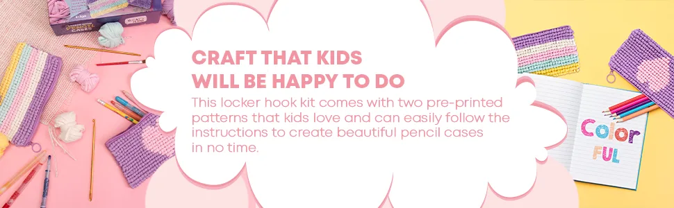 2 PCS of Locker Hook Starter Pencil Case Craft Kit DIY Sewing Kit for Kids Beginners Latch Needlepoint Art Knit - product information 5