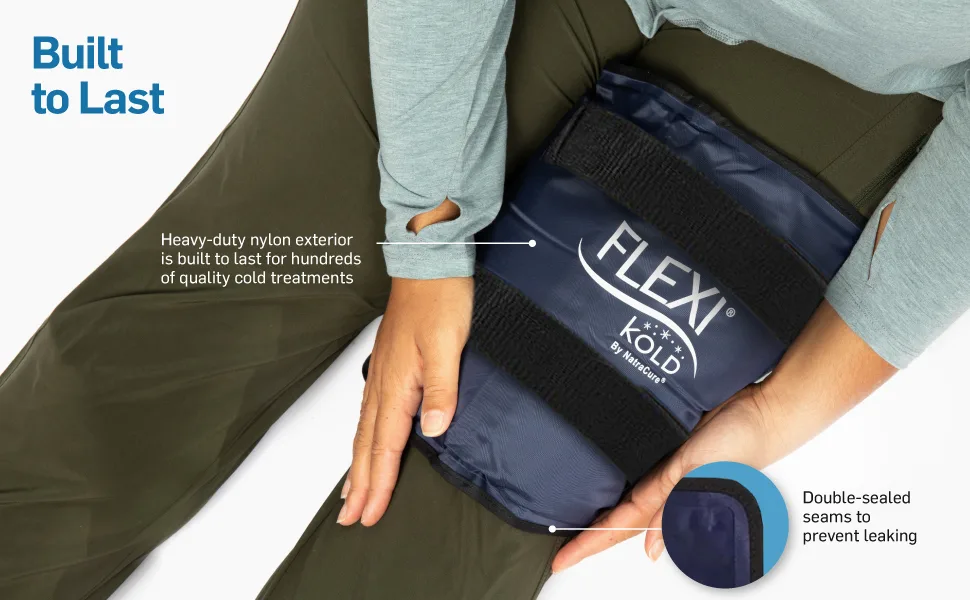 FlexiKold Reusable Gel Ice Pack with Straps Cold Compress Gel Cold Pack for Injuries Flexible Medical Ice Wrap Ice Pack for Back Shoulders Legs Knees Sciatica Muscle Pain Half Size Medium - Built to last