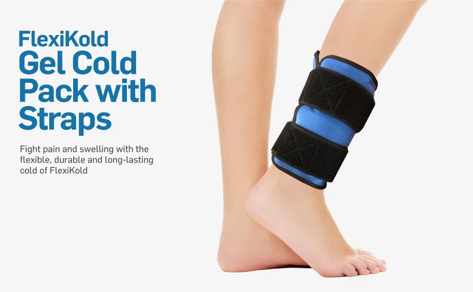 FlexiKold Reusable Gel Ice Pack with Straps Cold Compress Gel Cold Pack for Injuries Flexible Medical Ice Wrap Ice Pack for Back Shoulders Legs Knees Sciatica Muscle Pain Half Size Medium - Flexikold Gel Cold Pack with Straps