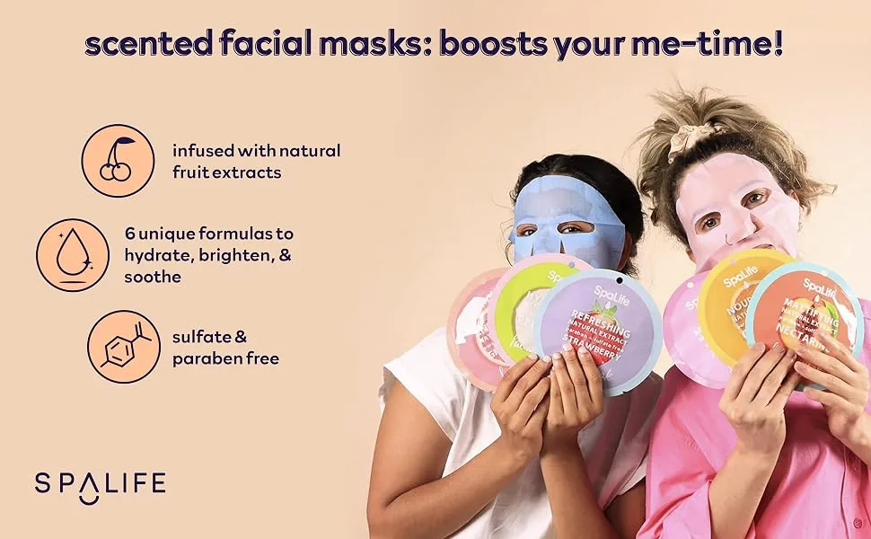 SpaLife Fabulous Fruit Sheet Mask Collection (12 Pack) - skin care, face masks, fruit, natural masks,