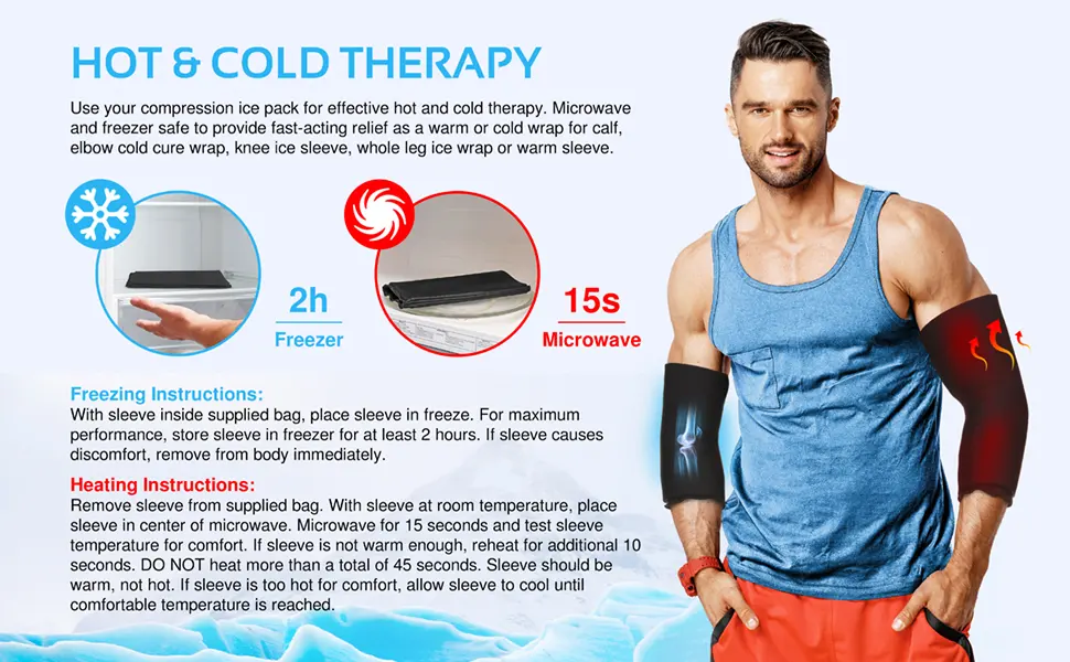 AllSett Health Hot and Cold Compression Ice Pack Sleeve (360 Coverage) | Pain Relief Support for Joints and Muscles Sleeve for Knee Elbow Legs Arm Large - Hot & Cold Therapy