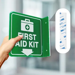 T&R First Aid Kit Sign First Aid Kit with Down Arrow - 2 Pack - 6 x 6 Inches Acrylic 2 pre-drilled holes Includes Matching Screws Use for Office/Business - product information 4