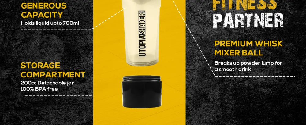 Utopia Home 2-Pack Shaker Bottle - 24 Ounce Protein Shaker Bottle for Pre & Post workout drinks - Classic Protein Mixer Shaker Bottle with Twist and Lock Protein Box Storage(All Black & Clear/Black) - Shaker Bottle