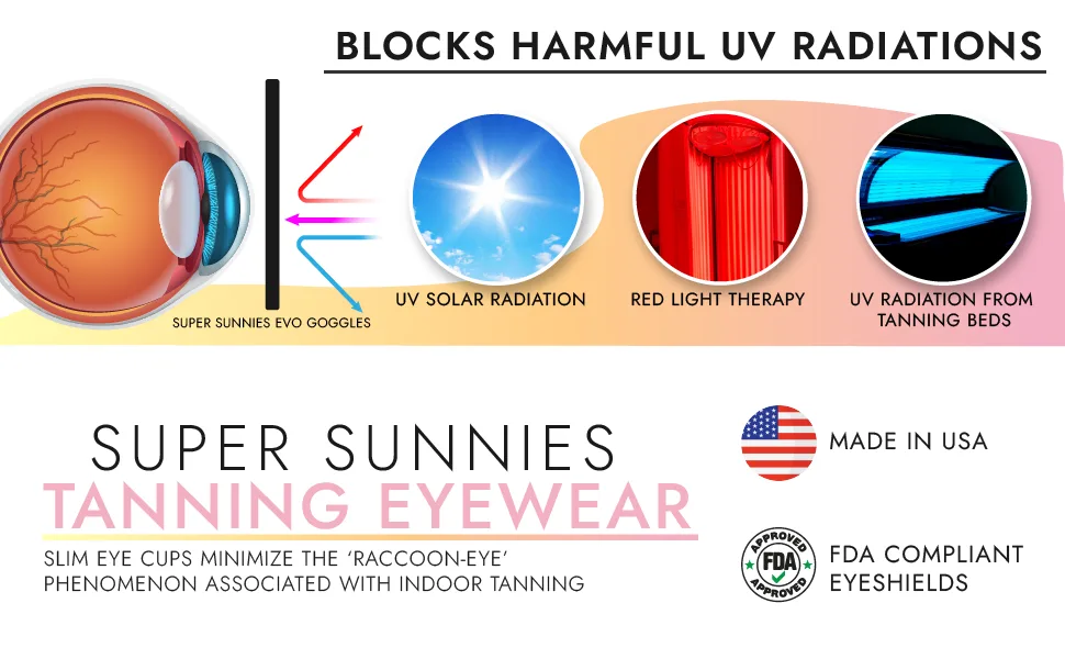 Super Sunnies Tanning Goggles - 12-Pack Flexible Assorted Colors - UV Eye Protection FDA Compliant Blue Pink Black Purple - tanning goggles tanning bed tanning bed goggles tanning goggles for tanning beds