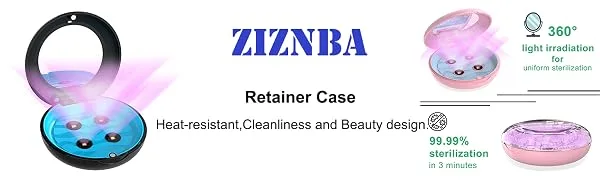 ZIZNBA Retainer Case Mouth Guard Case with Mirror Slim Retainer Case with UVC - White - rc-101
