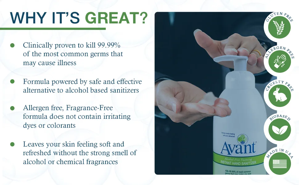 Avant Alcohol-Free Foaming Hand Sanitizer 18 oz Bottle 2-Pack bulk 18 Fl Oz 2-Pack - product information 4