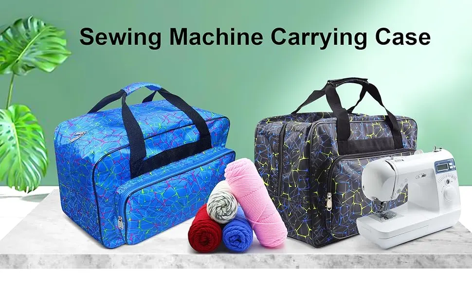TLBTEK Black Sewing Machine Carrying Case Universal Canvas Carry Tote Bag Portable Padded Storage Dust Cover with Pockets for Sewing Machine - TLBTEK