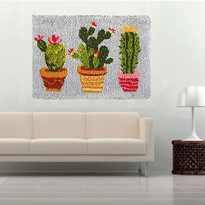 HCDMRE Tapestry Kits Latch Hook Rug Kits Carpet Embroidery Latch Hook Rug Needlework Button Package DIY Rugs Hook Rug Point Rug Cactus - Home Decor